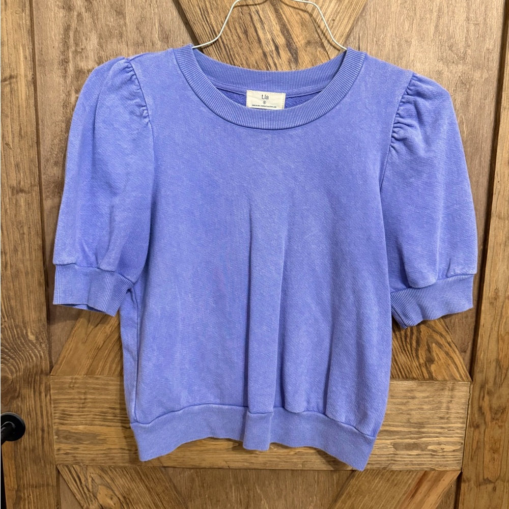 T.La Purple Puff Sleeve Top